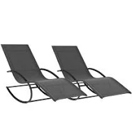 Idmarket Lot de 2 Chaises longues Transat de jardin à Bascule Malawi gris