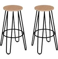 Idmarket Lot de 2 Tabourets de bar Dublin assise ronde Design industriel