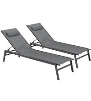 Idmarket Lot de 2 transats de jardin inclinables en aluminium SINTRA gris
