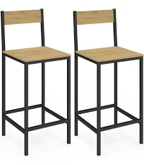 Idmarket Lot tabourets de bar DETROIT avec dossier chaise de cuisine Design industriel