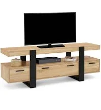 Idmarket Meuble TV 140 cm PHOENIX avec tiroirs bois noir