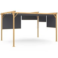 Idmarket Pergola édition Exclusive effet bois toit rétractable 3x4 M et 4 stores