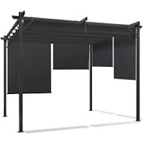 Idmarket Pergola édition spéciale toit rétractable 3x3 M et 4 stores gris anthracite