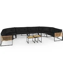 Idmarket Salon de jardin bas 12 places Salon d'angle structure métal