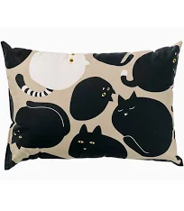 IKEA SANDMOTT coussin beige noir/motif chat