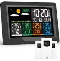 jely Station Météo Sans Fil avec 3 Capteurs Intérieur ExtérieurÉcran LCD avec