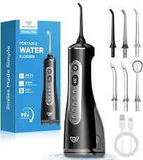 JTF Jet Dentaire Hydropulseur Oral - 300 ML Sans Fil Irrigateur, 3+1 Modes, Étanche IPX7 Water Flosser, Idéal pour Orthodontie, Appareil Dentaire,