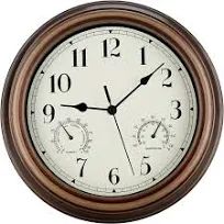 KAKET horloge murale rétro avec thermomètre horloge décorative à quartz idéale pour le salon