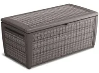 Keter Coffre de Rangement Gris 511 L en Polypropylène Imitation Résine Tressée 145 × 73 × 64 cm