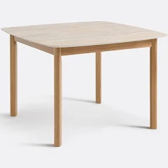Table à manger La Redoute céramique aspect travertin et chêne