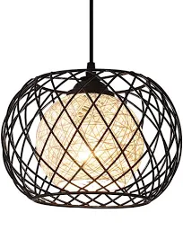 Lampe à Suspension Rétro en Métal Noir Cage E27 Suspension IndustrielleLustre