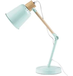Lampe de bureau en métal vert et hévéa style contemporain Maisons du Monde