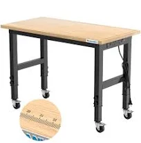 LARBANKE Établi Atelier Garage 120 cm, Table de Travail Réglable en Hauteur | Capacité 900 kg,multiprise avec marquage CE, 5 hauteurs réglables (85-
