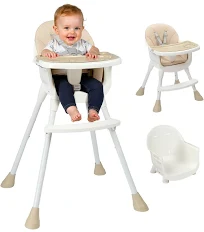 LEADZM 3 en 1 Chaise Haute Bébé, Tabouret bas Variable, Double Plateau Amovible, avec Ceinture de Sécurité à 5 Points, Charge Maximale 15 kg, Convient