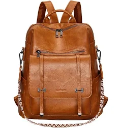 Leathario sac à dos à rabat en cuir pour femme, sac à dos décontracté, sac à dos vintage pour l'école, l'université, sac à dos élégant, sac à dos pour