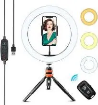 LED Lumière Anneau avec Trépied, 10" Ring Light avec Télécommande Wireless pour TikTok/Youtube/Diffusion en Direct/Maquillage Lampe Annulaire Réglable