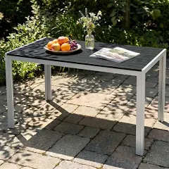 LIFERUN Table de Jardin Aluminium et WPC 110x70 cm Rectangulaire,Table à Manger Extérieur & Intérieur