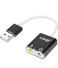 LinQ Carte Son Externe USB Adaptateur Double Jack 3.5mm Micro Et Casque