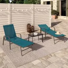 Lot de 2 Transats de Jardin Inclinables Fidji En Acier Toile