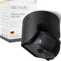 LOXIR détecteur de Mouvement PIR Noir IP54 capteur 12 m orientable 180/360