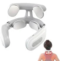 Masseur Cervical Électrique à Impulsions, 6 Modes de Massage & Chauffant, 16 Niveaux de Force Réglables, Massage Cou Portable Vocale pour Soulage les