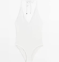Massimo Dutti Femme Maillot de Bain Texturé Col En V