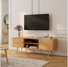 Meuble TV L. 150 cm COLUMBUS Imitation chêne