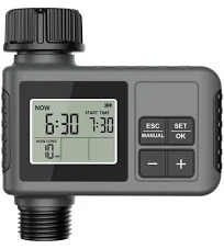 Minuterie Arrosage Automatique pour Jardin, Programmateur d'Arrosage Extérieur, Minuteur Arroseur avec Grand Écran LCD