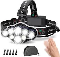 MLIAIMCE Lampe Frontale Torche Frontale 18000 Lumens 8 LED 8 Modes d éclairage