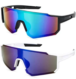 MplehDa Lot de 2 lunettes de soleil polarisées pour homme et femme - Protection UV 400 - Coupe-vent - Protection contre le vent - Pour activités de