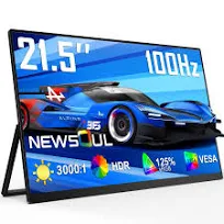 Newsoul Écran Portable 21,5 Pouces 100Hz QLED Moniteur Portable FreeSync | 3000:1 450 nits avec USB-C et HDMI, Compatible VESA pour Ordinateur