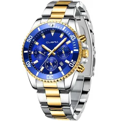 OFFCUP Montres pour Hommes, 50MM Chronographe Montre, Montre Etanche en Acier Inoxydable à Quartz Analogique, Grand Cadran Classique Mode Affaire