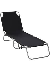 Outsunny Bain de Soleil Transat pliable Dossier Réglable