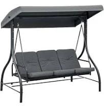 Outsunny Balancelle de jardin 3 places Convertible matelas fourni