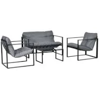 Outsunny Salon de jardin 4 personnes 4 pièces