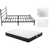 Pack Lit Iztoss 160x200cm Métal Matelas mémoire de forme 2 places Noir