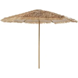 Parasol en métal imitation bois avec franges coloris naturel style inspirations d'ailleurs métal Maisons du monde