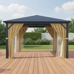 Pergola 360x360cm en aluminium anthracite et polycarbonate X-METAL