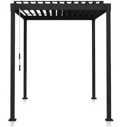Pergola bioclimatique autoportante 3x2 m en acier anthracite à lames orientables avec drainage intégré – MIRADOR 80S