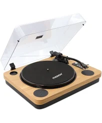 Platine Vinyle Bluetooth Effet Bois 33/45/78 Tours Avec Hp Intégrés