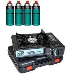 Réchaud à gaz 2200W + Cartouches gaz butane Camping Road trips Piezo Mallette Etna INTEC