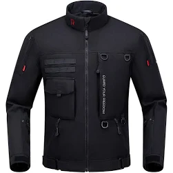 RIDEIRON Veste Moto Hommes Hiver Blouson Moto CE Class A Epaulettes Coudières(CE-2) Doublure Amovible Imperméable et Coupe-Vent Noir