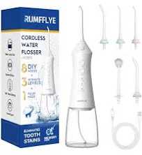 RUMFFLYE Hydropulseur dentaire sans fil 4 modes 12 niveaux Hydropulseur électrique rechargeable pour le nettoyage des dents