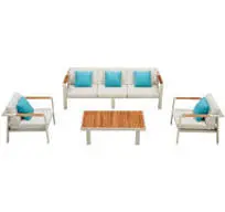 Salon de jardin aluminium et en teck 5 places