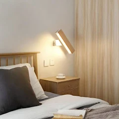 SENQIU Applique Murale Intérieure LED, 4W Moderne Lampe Murale en Bois | Luminaire Mural Interieur 350° Rotatif 3000K Lumière Blanche Chaude pour