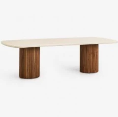 SKLUM Table À Manger Rectangulaire En Ciment Et Bois D'acacia Sirvon 110 cm