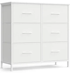 SONGMICS Commode 6 Tiroirs Acier Panneau Mdf tissu non-tissé