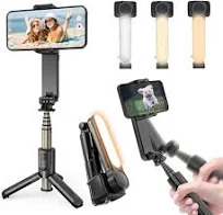 Stabilisateur Smartphone,avec lumière de Remplissage et télécommande, Portable et Pliable, Perche à Selfie à Cardan Portable pour Vidéo Vlog,