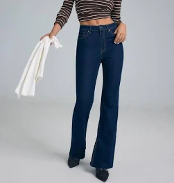 Stradivarius D74 Jean flare split DENIM Femme DÉLAVÉ