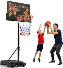 Support de basket KM-Fit réglable 110–210 cm avec roulettes stable résistant extérieur panneau Panier complet